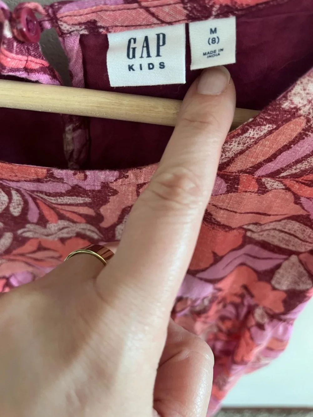 Gap Kids Girls‎ Pink Purple Floral Flutter Sleeve Empire Waist Dress Size M 8